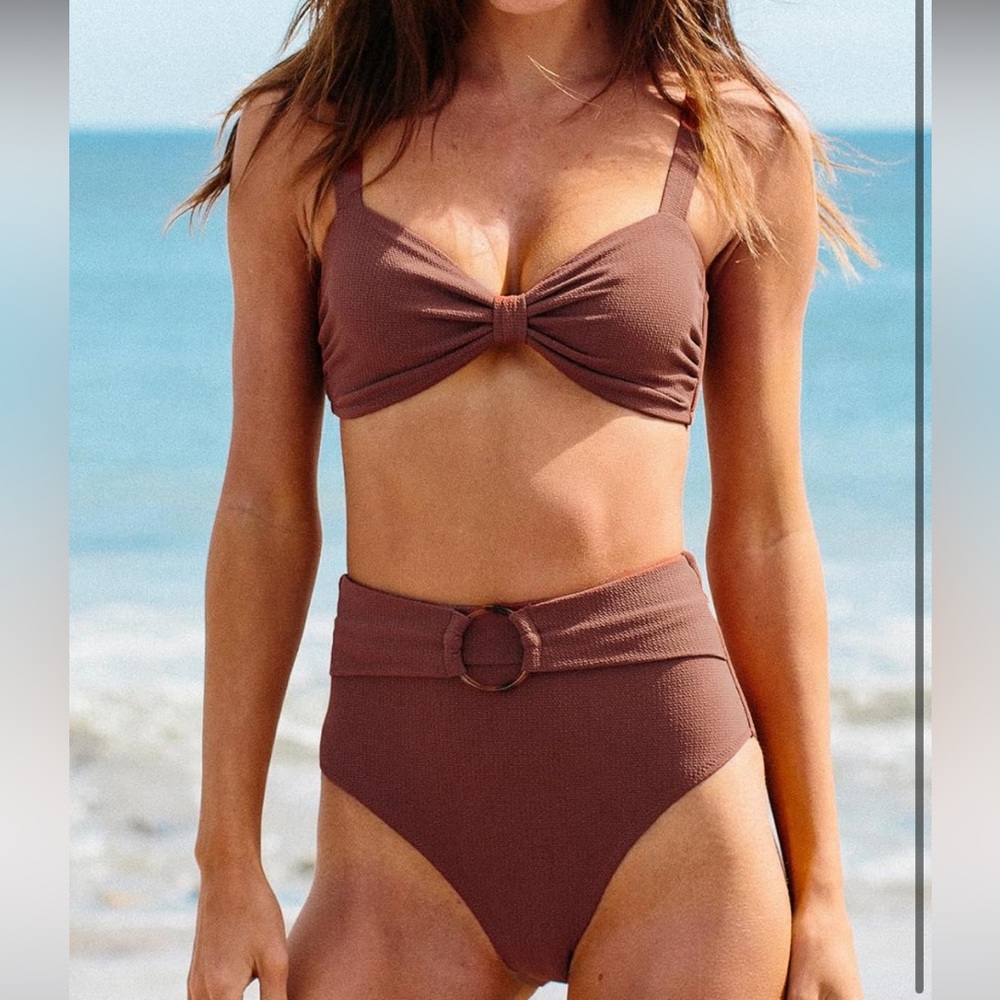 SOLD CUPSHE Women's Bowknot Front Bikini Set Tummy Control High Waisted Belted